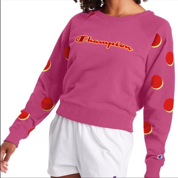 NWT Champion Sweatshirt Plus Size Campus Pink Soft Wash Pullover Logo Women's 1X - Picture 1 of 3